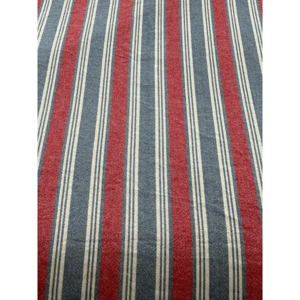 Nautica Home Cotton Beach Throw Blanket Red Blue Stripe Coastal 76x56 Picnic Mat